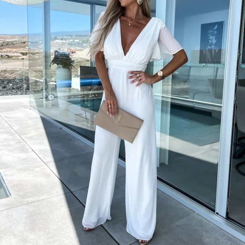 Eleganter Jumpsuit Mit Weiten Beinen