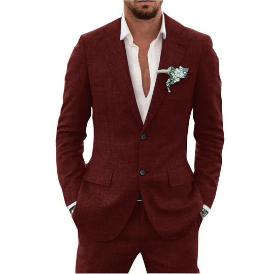 Herren Anzug 2-teilig Slim Fit | Hochzeitsgäste Sakko mit Zwei-Knopf-Verschluss und Hose