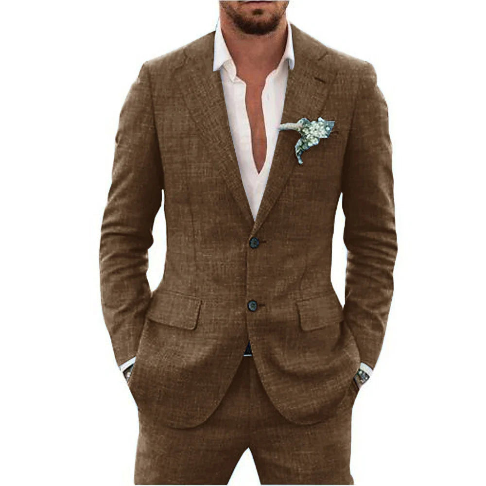 Herren Anzug 2-teilig Slim Fit | Hochzeitsgäste Sakko mit Zwei-Knopf-Verschluss und Hose