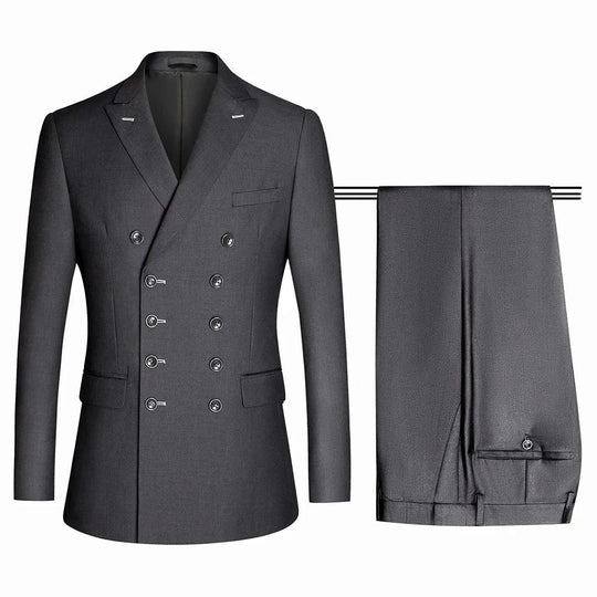 Herren Anzug 2-teilig Slim Fit | Hochzeitsgäste Slim-Fit Sakko mit Zweireihigem Schnitt
