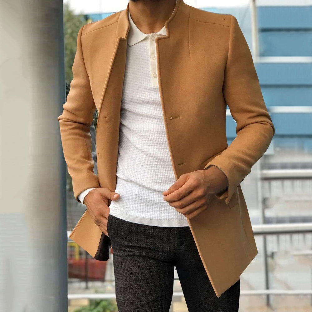 Mantel Herren Winterjacke | Gerader Schnitt mit Stehkragen