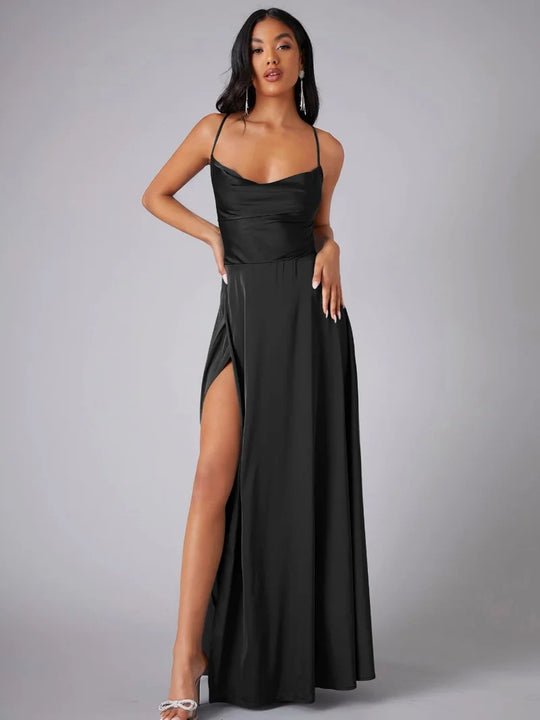 Abendkleid Damen | Spaghettiträger Mit Schlitz Maxi