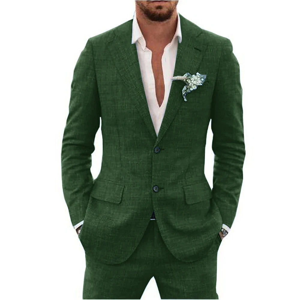 Herren Anzug 2-teilig Slim Fit | Hochzeitsgäste Sakko mit Zwei-Knopf-Verschluss und Hose