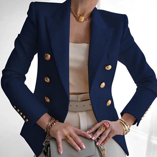 Damen Blazer mit Goldknöpfen | Zweireiher Hüftlang