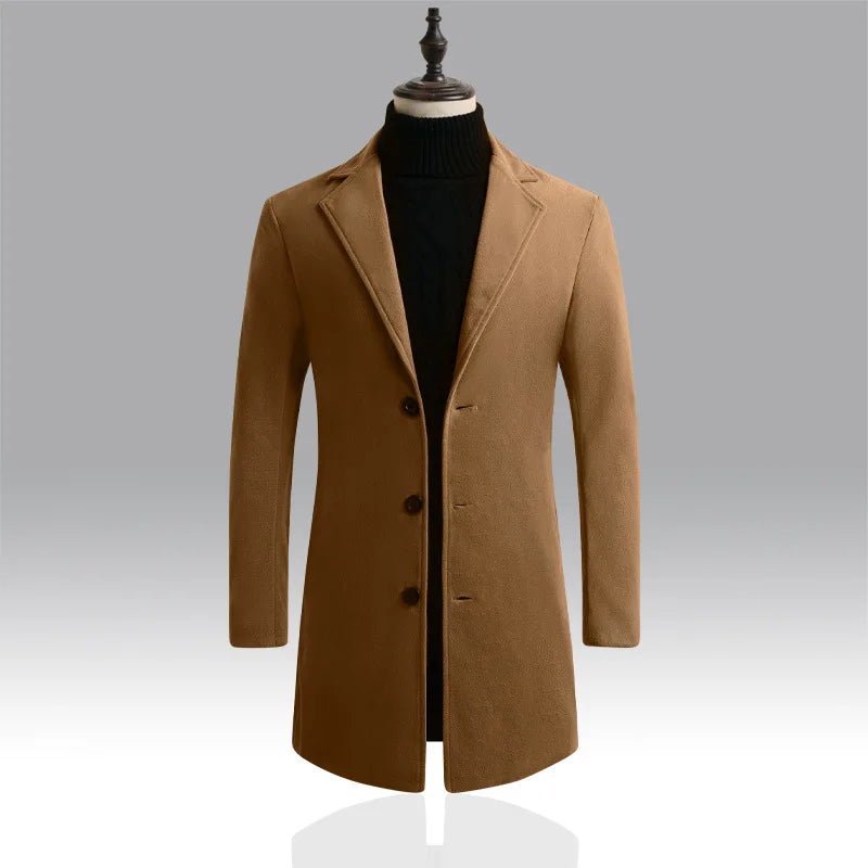 Mantel Herren Winterjacke | Langer Schnitt mit Reverskragen