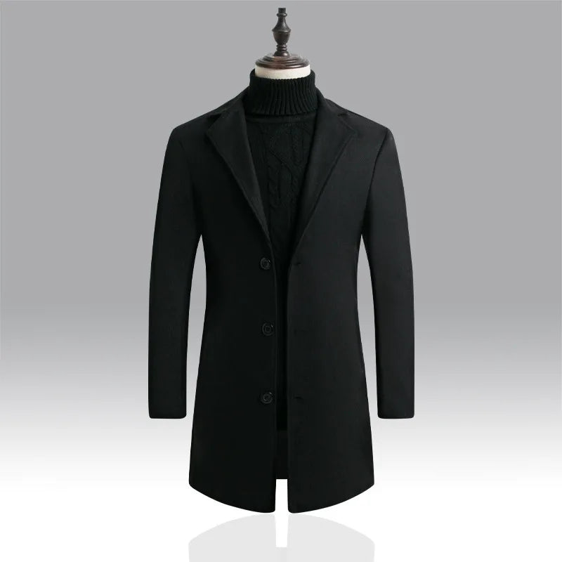 Mantel Herren Winterjacke | Langer Schnitt mit Reverskragen