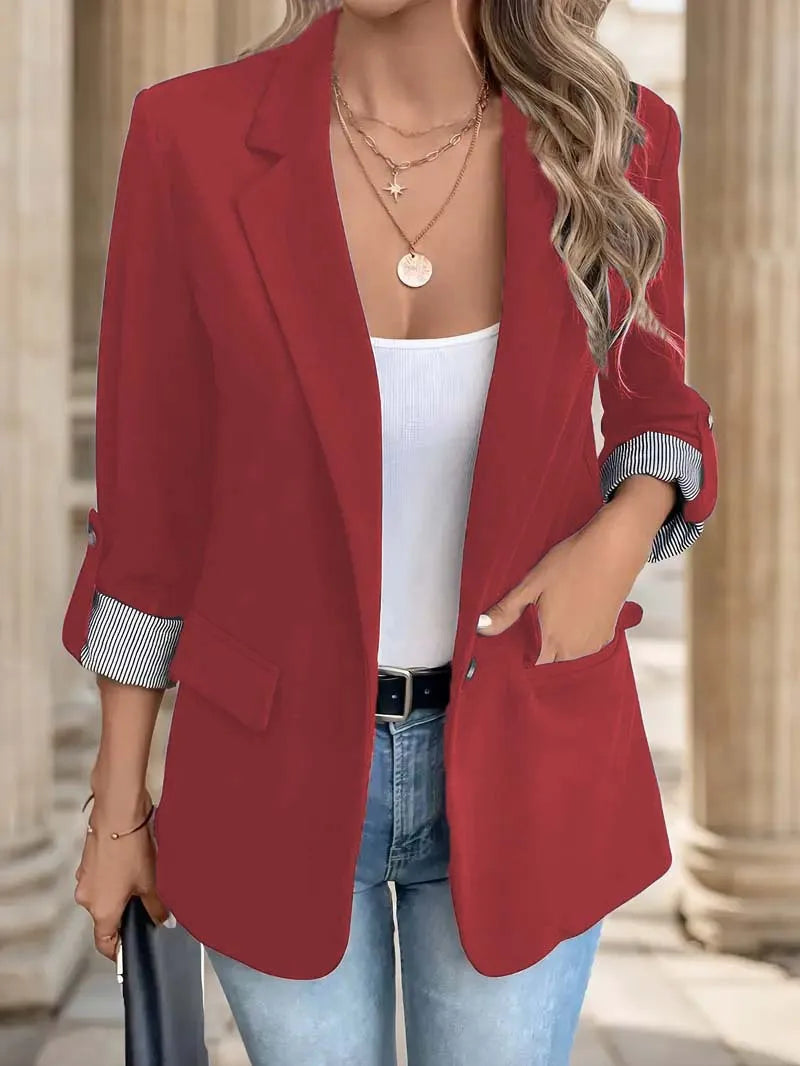 Damen Blazer mit 3/4 Ärmeln | Einreiher Hüftlang