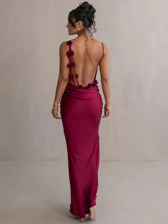 Damen Ballkleid mit geradem Ausschnitt und offenem Rücken | Maxi