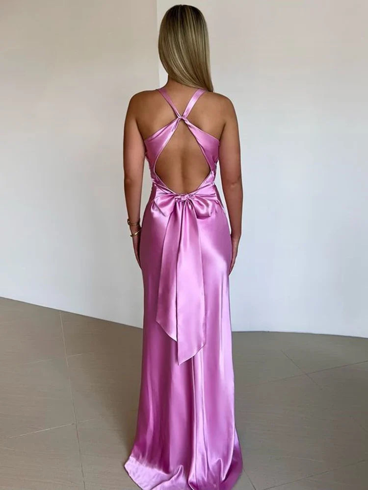 Abendkleid Damen | Maxi mit V-Ausschnitt und Rückenfrei