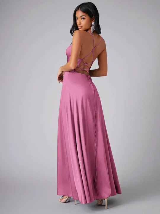Abendkleid Damen | Spaghettiträger Mit Schlitz Maxi