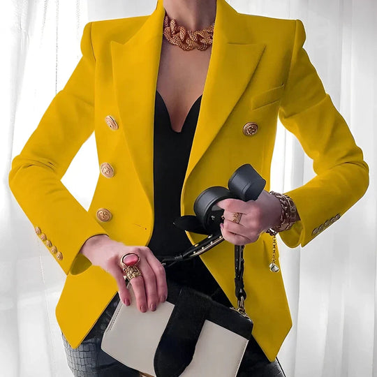 Damen Blazer mit Goldknöpfen | Zweireiher Hüftlang