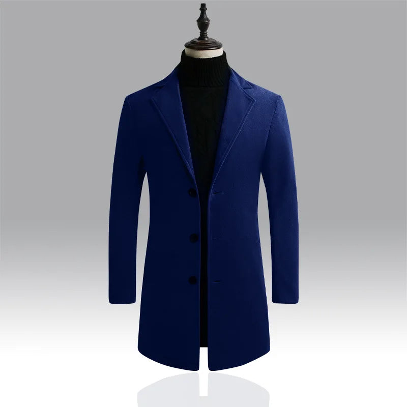 Mantel Herren Winterjacke | Langer Schnitt mit Reverskragen