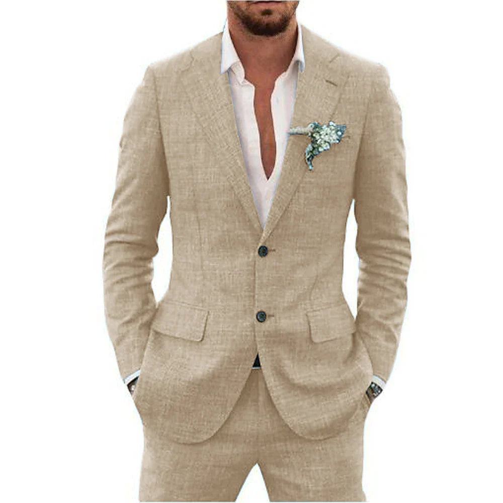 Herren Anzug 2-teilig Slim Fit | Hochzeitsgäste Sakko mit Zwei-Knopf-Verschluss und Hose