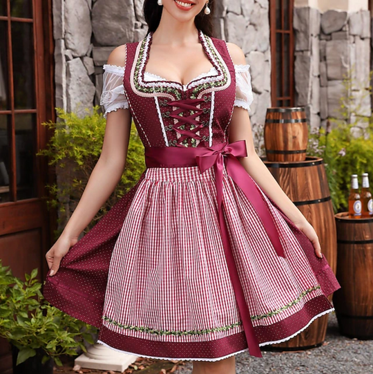 Damen Kurzes Dirndl Kleid | A-Linien Rock