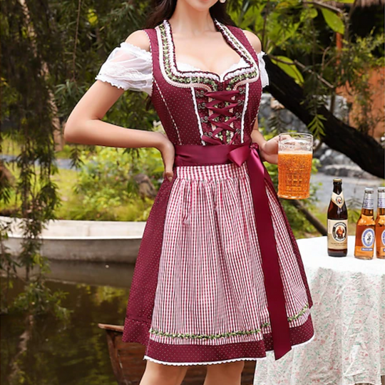 Damen Kurzes Dirndl Kleid | A-Linien Rock