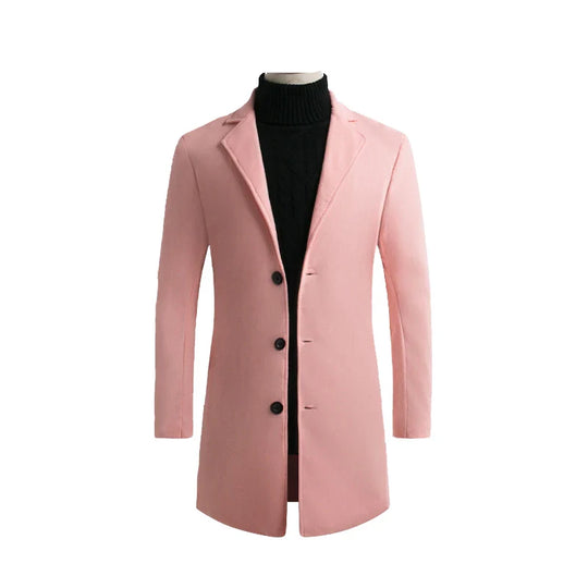 Mantel Herren Winterjacke | Langer Schnitt mit Reverskragen
