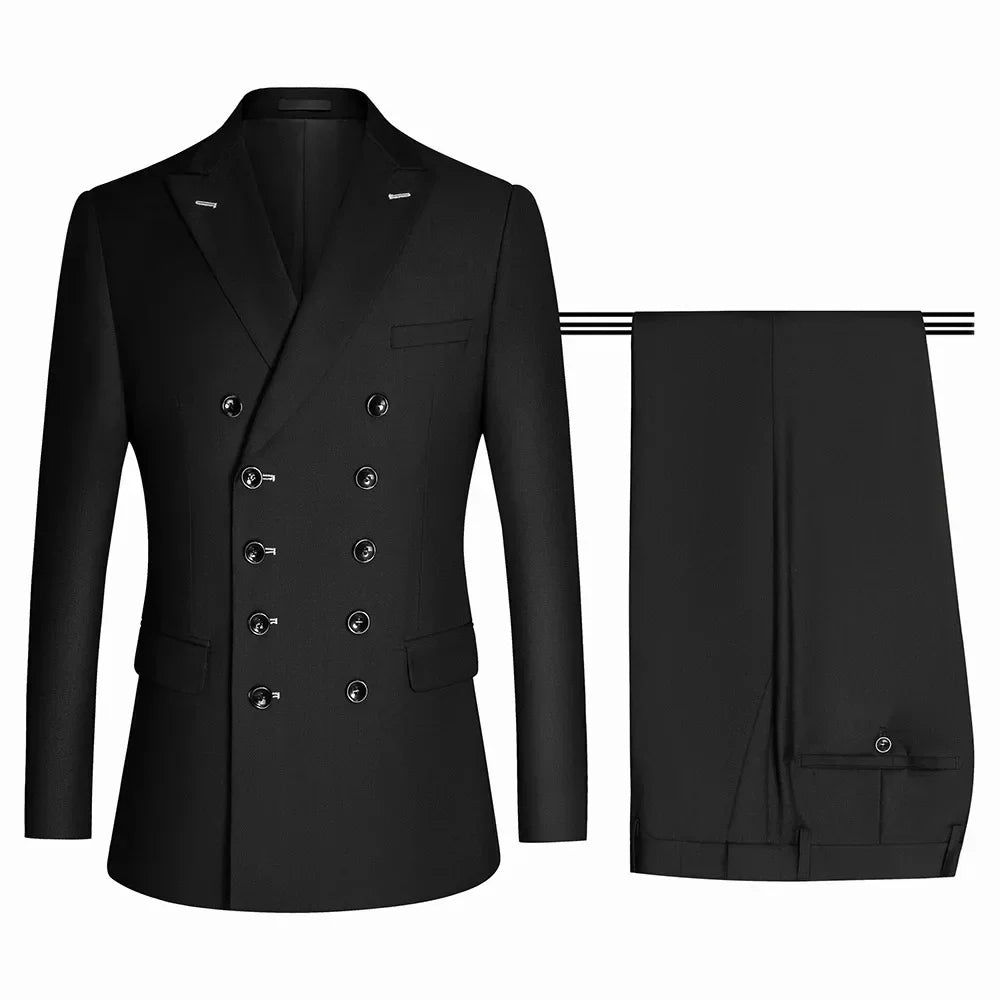 Herren Anzug 2-teilig Slim Fit | Hochzeitsgäste Slim-Fit Sakko mit Zweireihigem Schnitt