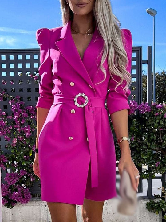 Damen Blazer Kleid mit 3/4 Ärmeln | Abendkleid Mini