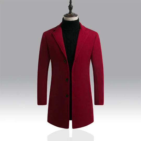 Mantel Herren Winterjacke | Langer Schnitt mit Reverskragen
