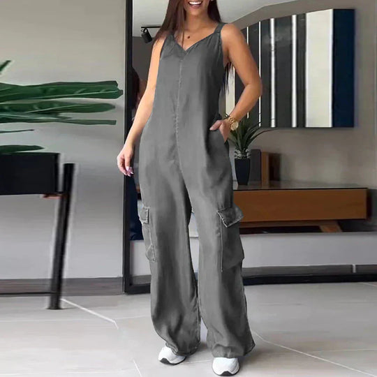 Verführerischer Jumpsuit aus Denim-Imitat