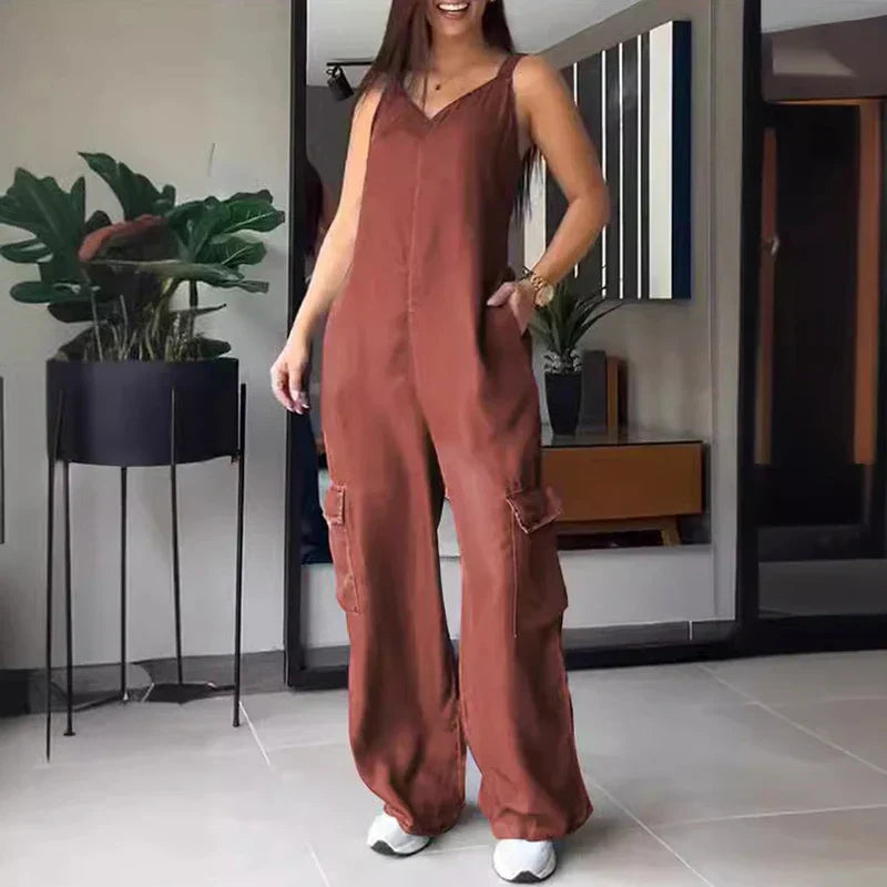 Verführerischer Jumpsuit aus Denim-Imitat