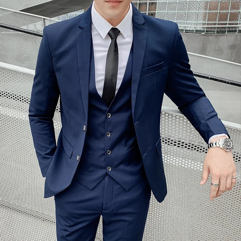 Herren Anzug 3-teilig Slim Fit | Hochzeitsgäste Mit Zweiknopf-Blazer