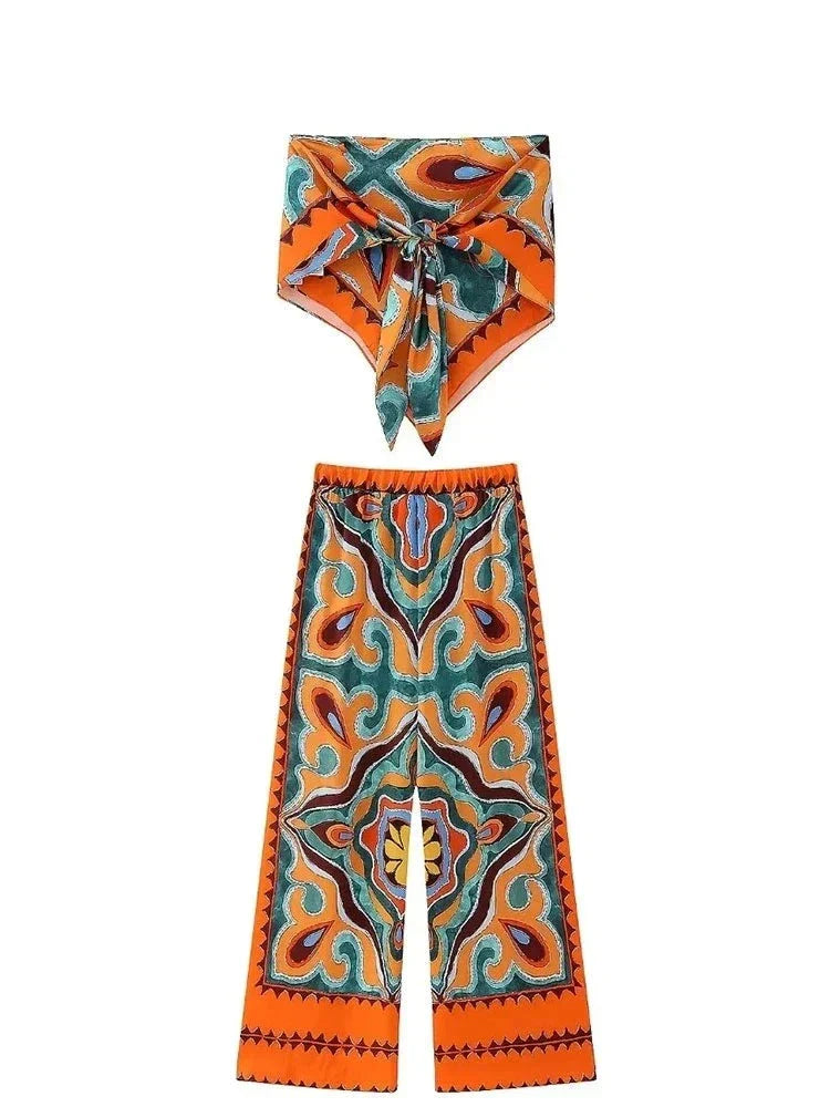 Zweiteiliger Anzug mit Vintage-Druck