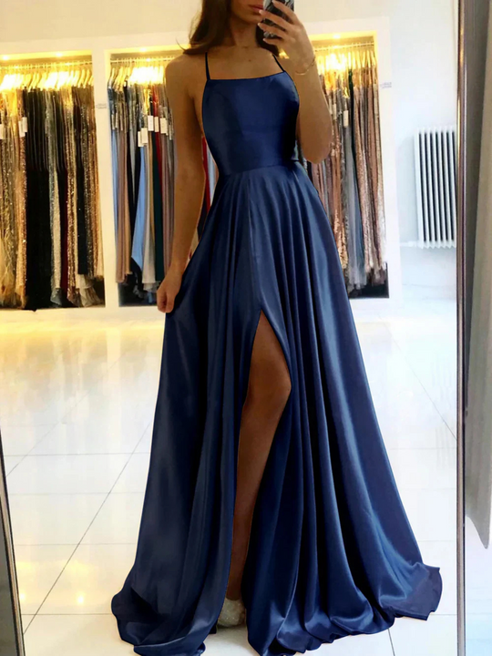 Damen Ballkleid mit Trägern und Schnürung im Rücken | Maxi