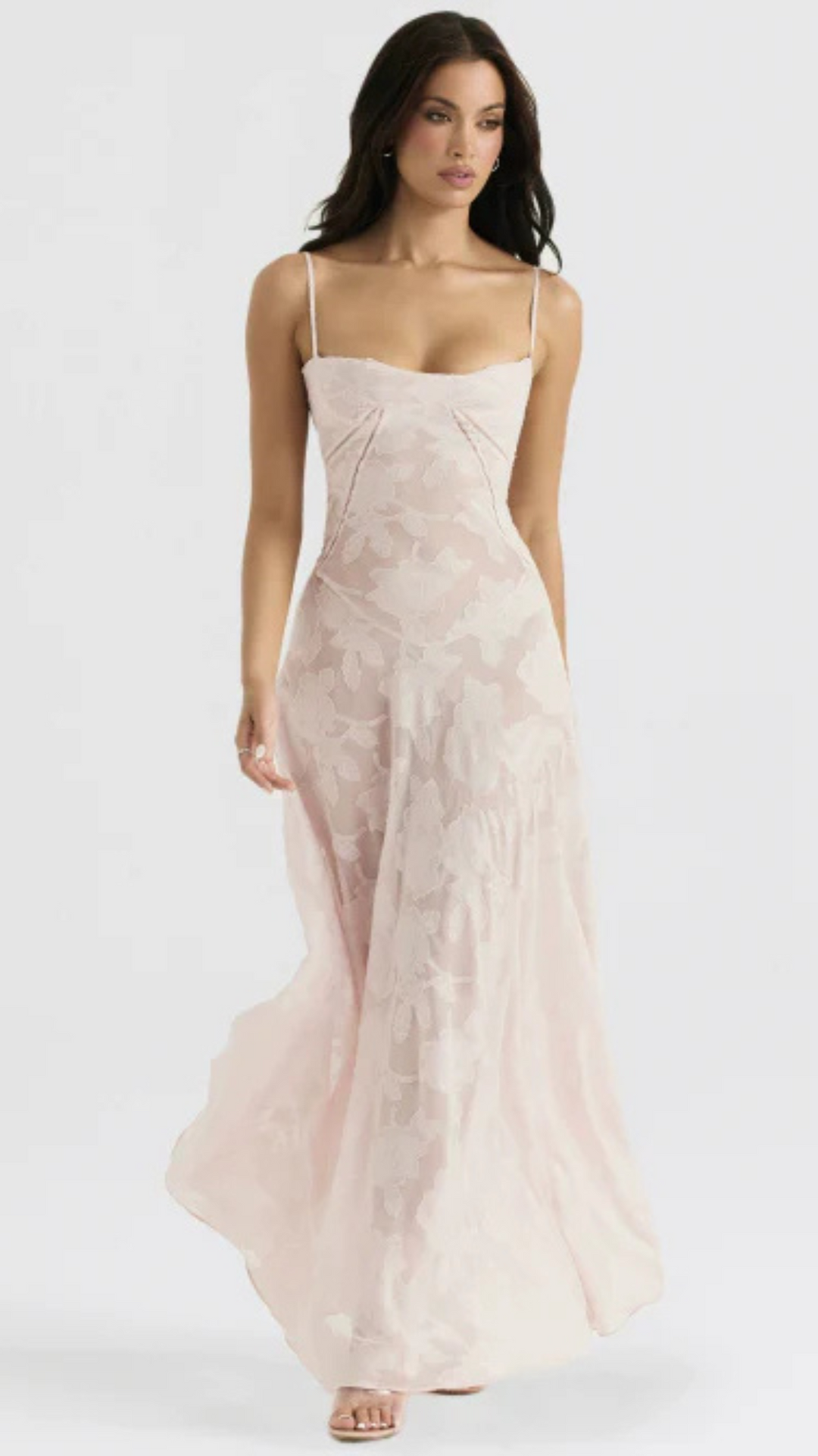 Damen Brautkleid mit Herz Ausschnitt und Spaghettiträgern | Maxi
