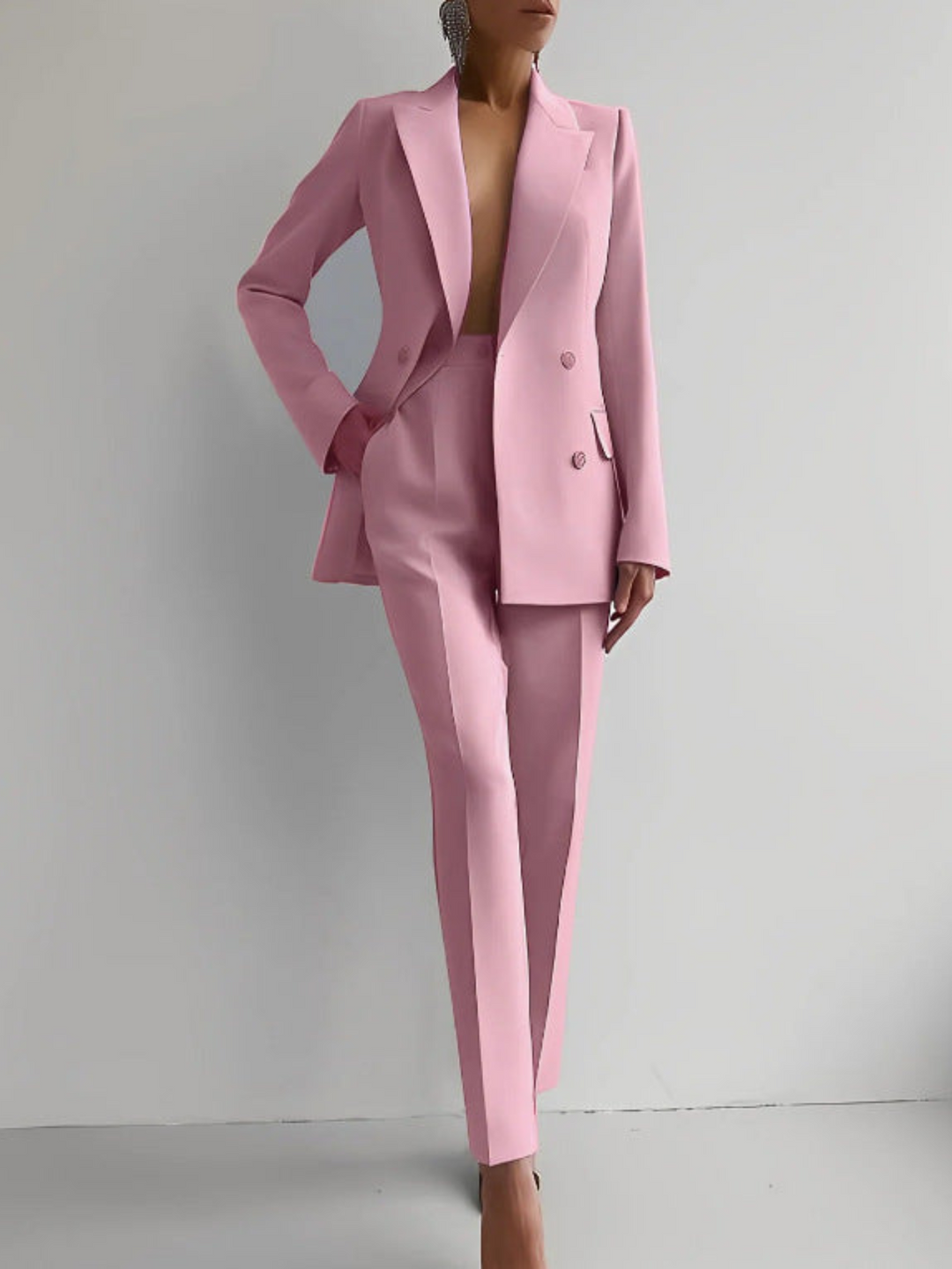 Damen Blazer Set mit Hose | Doppelreihig