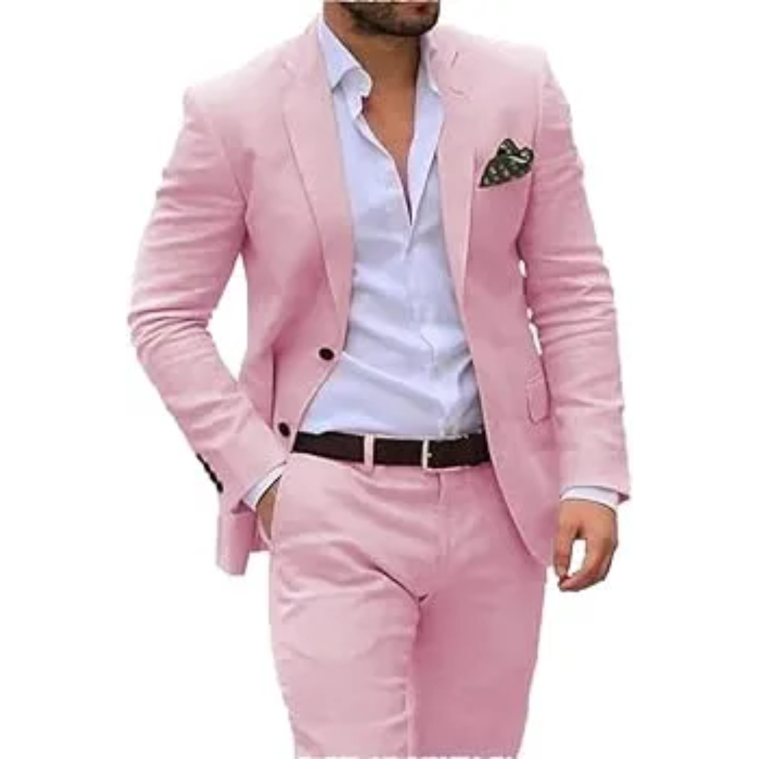 Herren Anzug 2-teilig Slim Fit | Hochzeitsgäste Sakko mit Zwei-Knopf-Verschluss und Hose