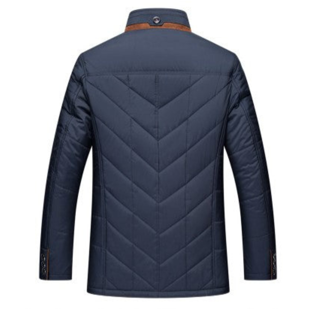 Winterjacke Herren | Stehkragen mit Knopfleiste Reißverschluss und Fronttaschen