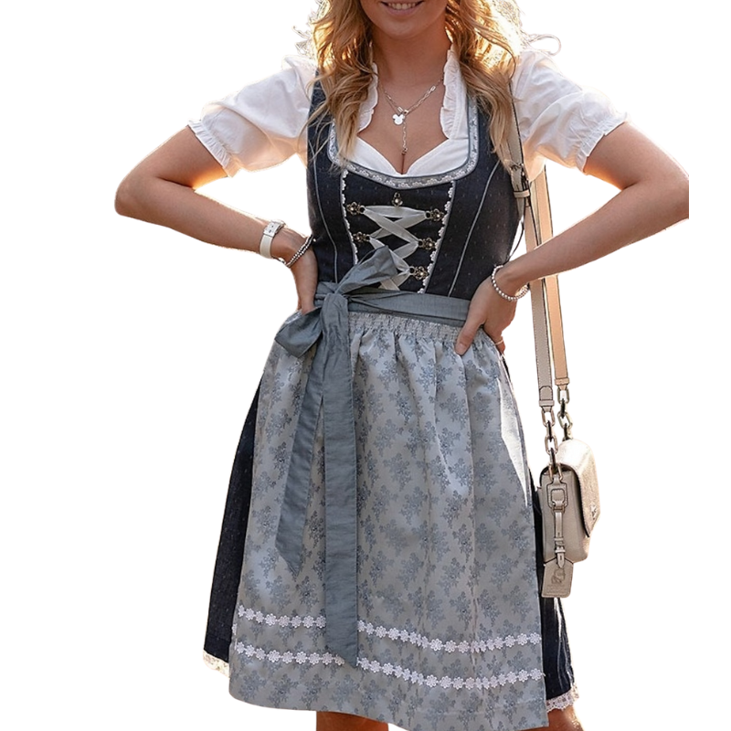 Damen Festliches Dirndl Kleid | Rock mit Zierbesatz