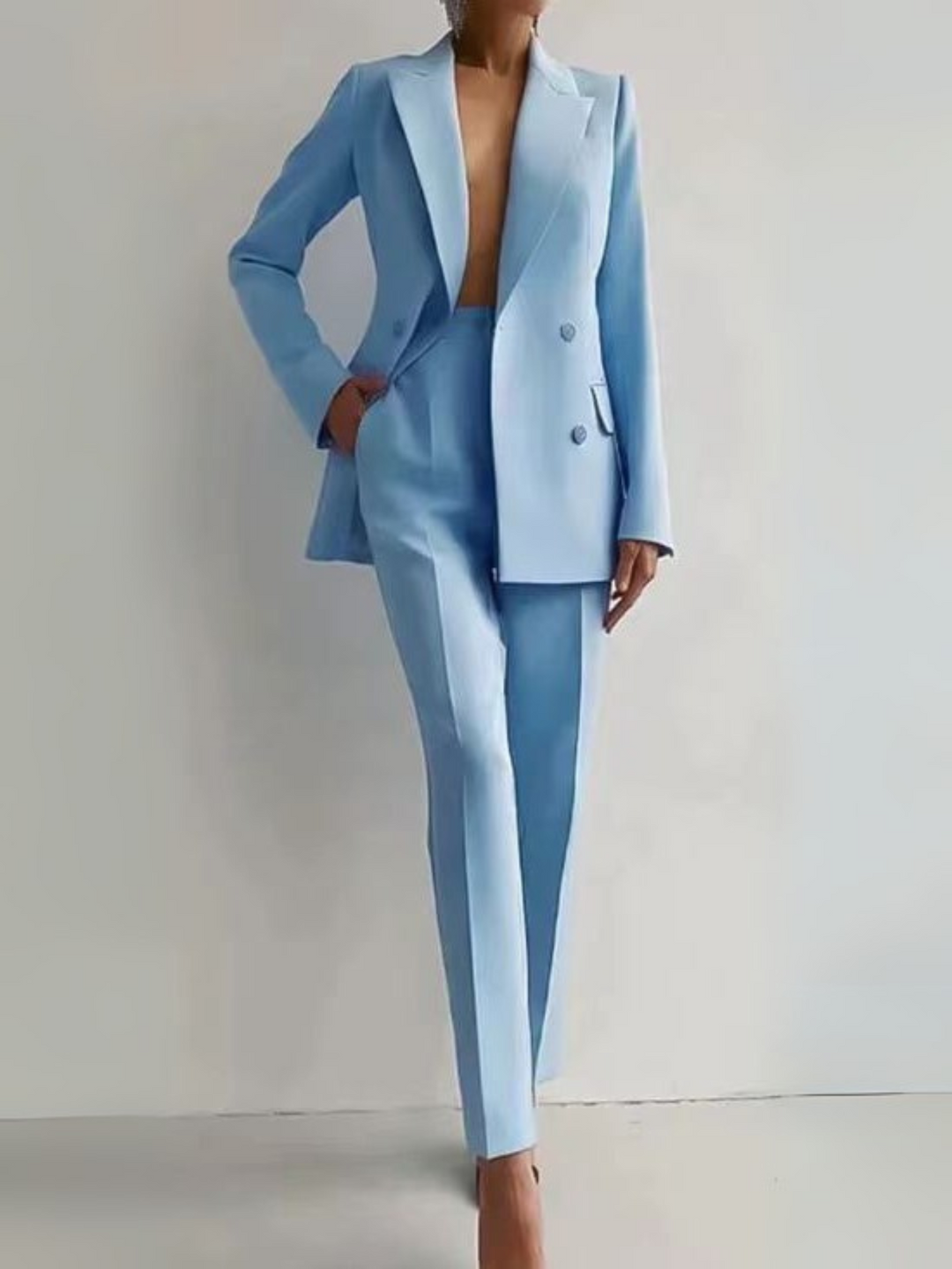 Damen Blazer Set mit Hose | Doppelreihig