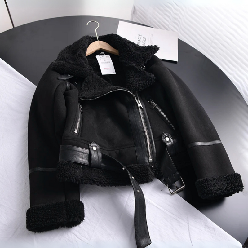 Winterjacke Damen Kurz | Mit Gürtel und Kragen