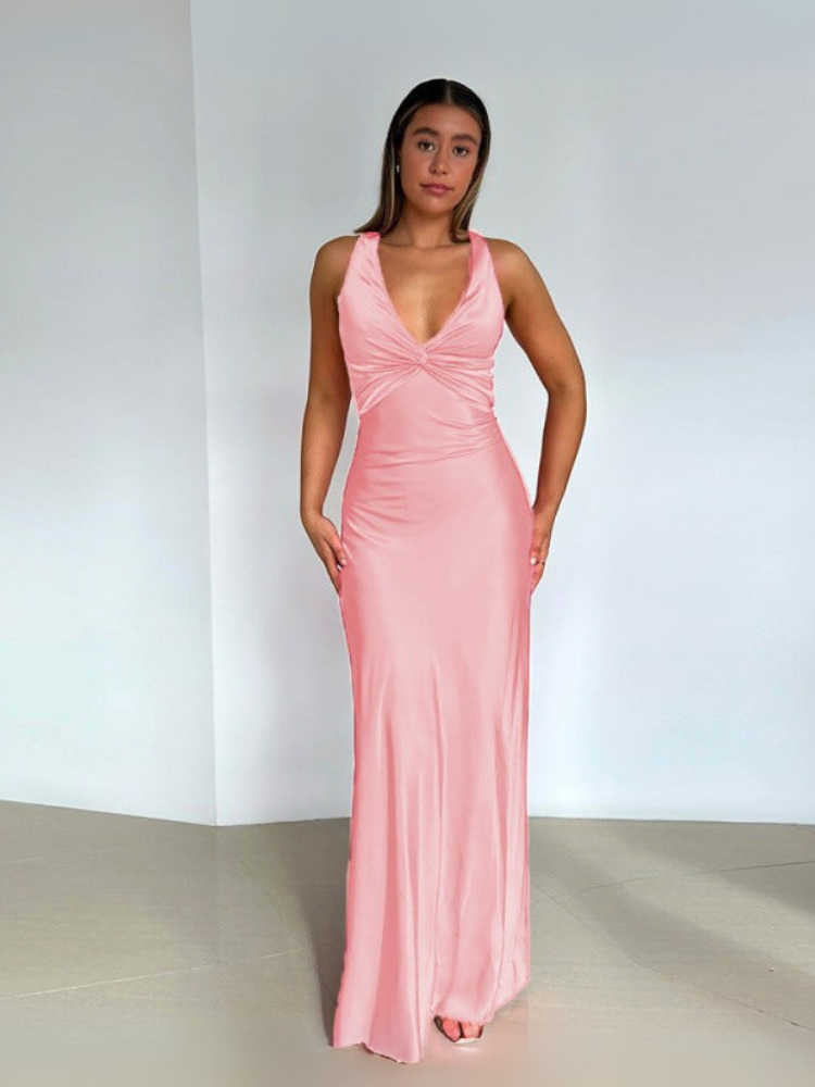 Abendkleid Damen | Maxi mit V-Ausschnitt und Rückenfrei