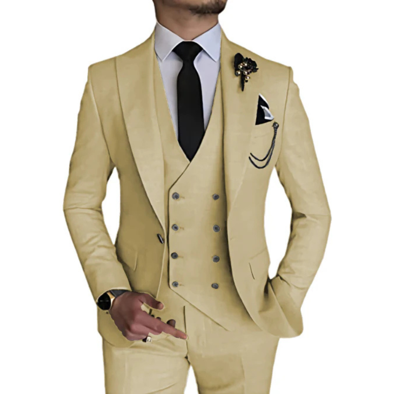 Herren anzug 3-teilig slim fit | Hochzeitsgäste Doppelreihiges Sakko mit Spitzrevers
