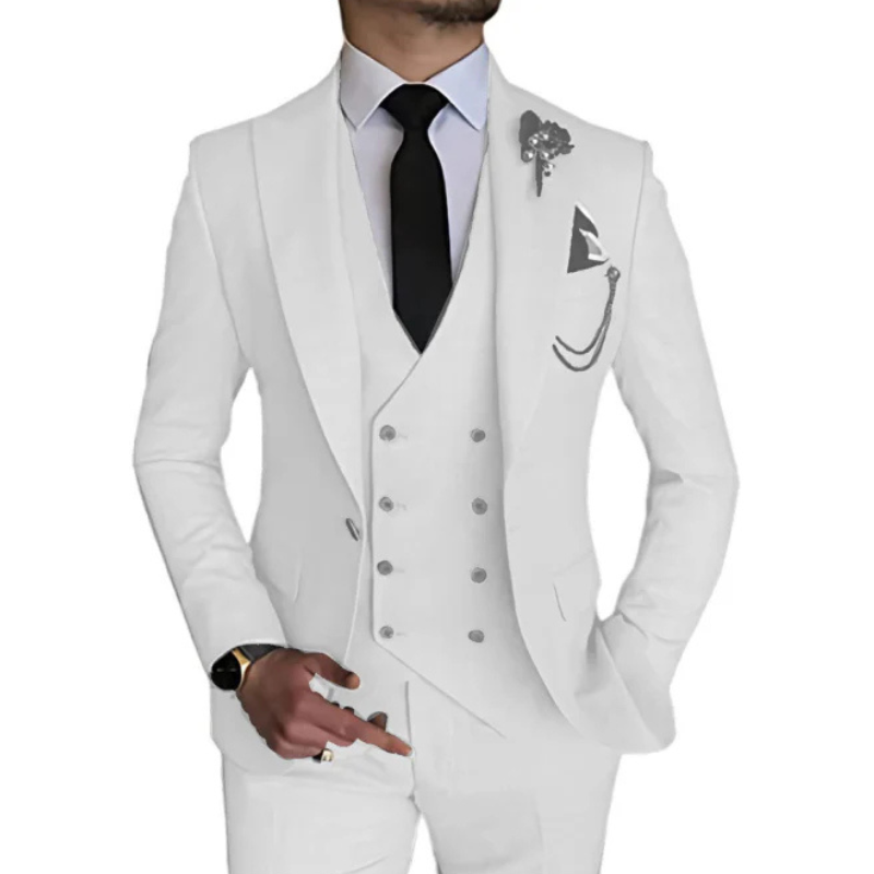 Herren anzug 3-teilig slim fit | Hochzeitsgäste Doppelreihiges Sakko mit Spitzrevers