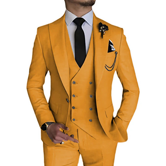 Herren anzug 3-teilig slim fit | Hochzeitsgäste Doppelreihiges Sakko mit Spitzrevers
