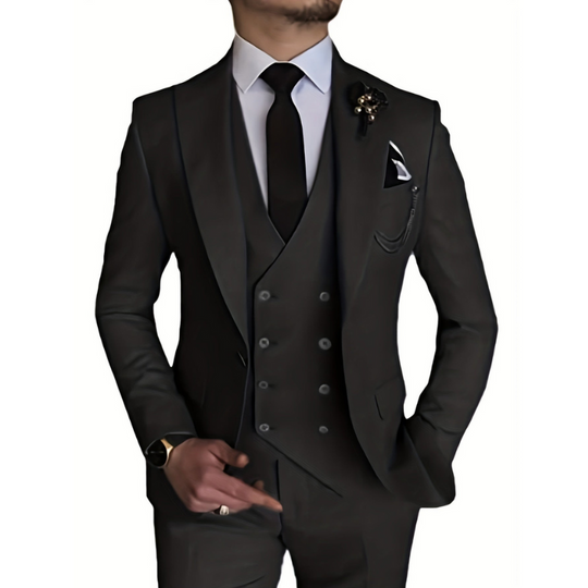 Herren anzug 3-teilig slim fit | Hochzeitsgäste Doppelreihiges Sakko mit Spitzrevers