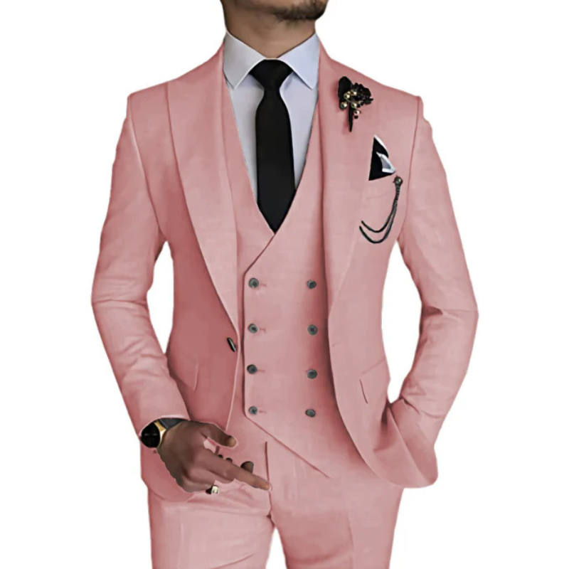 Herren anzug 3-teilig slim fit | Hochzeitsgäste Doppelreihiges Sakko mit Spitzrevers