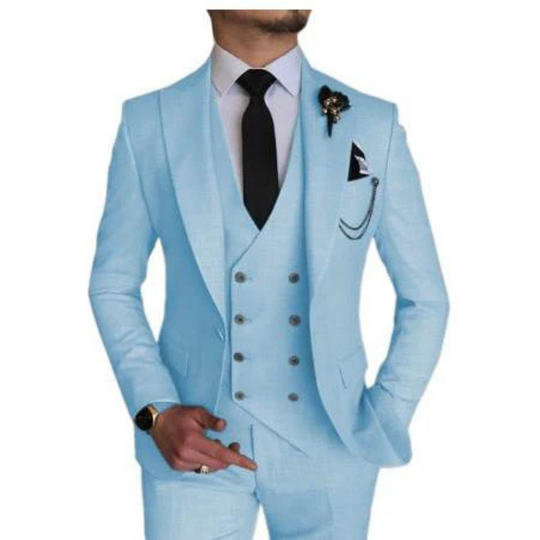 Herren anzug 3-teilig slim fit | Hochzeitsgäste Doppelreihiges Sakko mit Spitzrevers