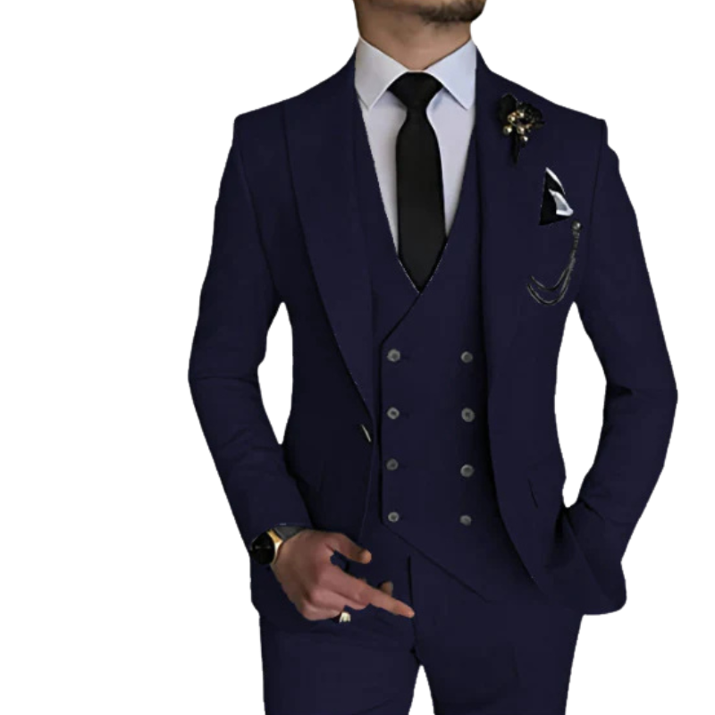 Herren anzug 3-teilig slim fit | Hochzeitsgäste Doppelreihiges Sakko mit Spitzrevers