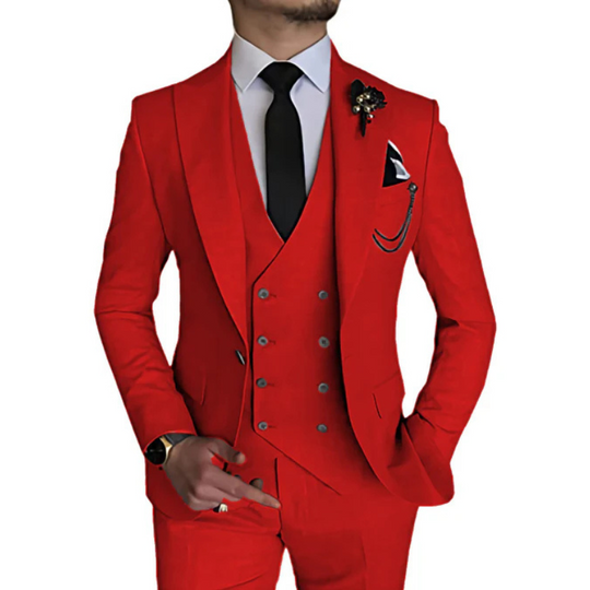 Herren anzug 3-teilig slim fit | Hochzeitsgäste Doppelreihiges Sakko mit Spitzrevers