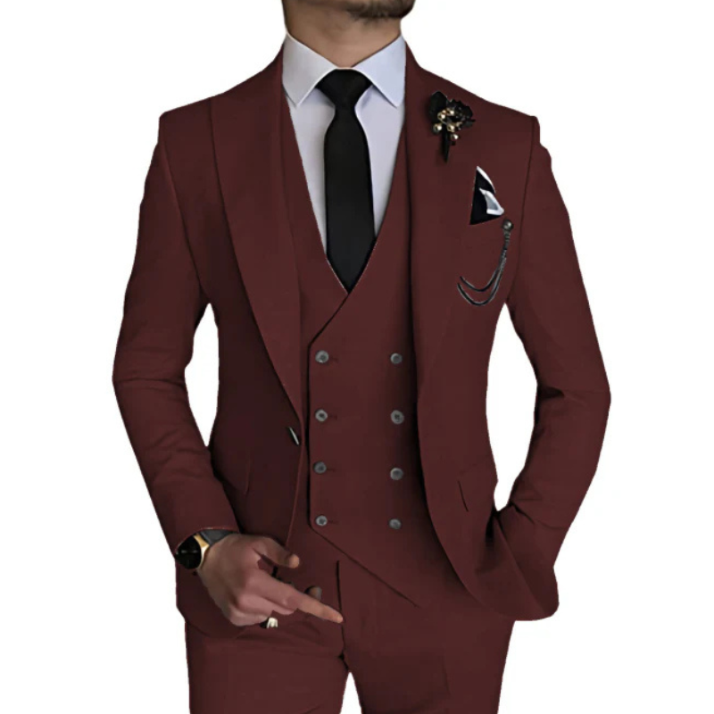 Herren anzug 3-teilig slim fit | Hochzeitsgäste Doppelreihiges Sakko mit Spitzrevers