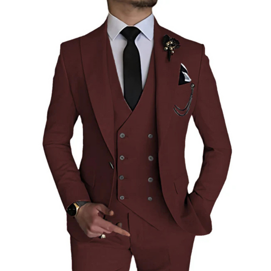 Herren anzug 3-teilig slim fit | Hochzeitsgäste Doppelreihiges Sakko mit Spitzrevers