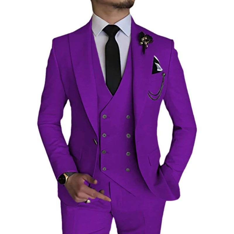 Herren anzug 3-teilig slim fit | Hochzeitsgäste Doppelreihiges Sakko mit Spitzrevers