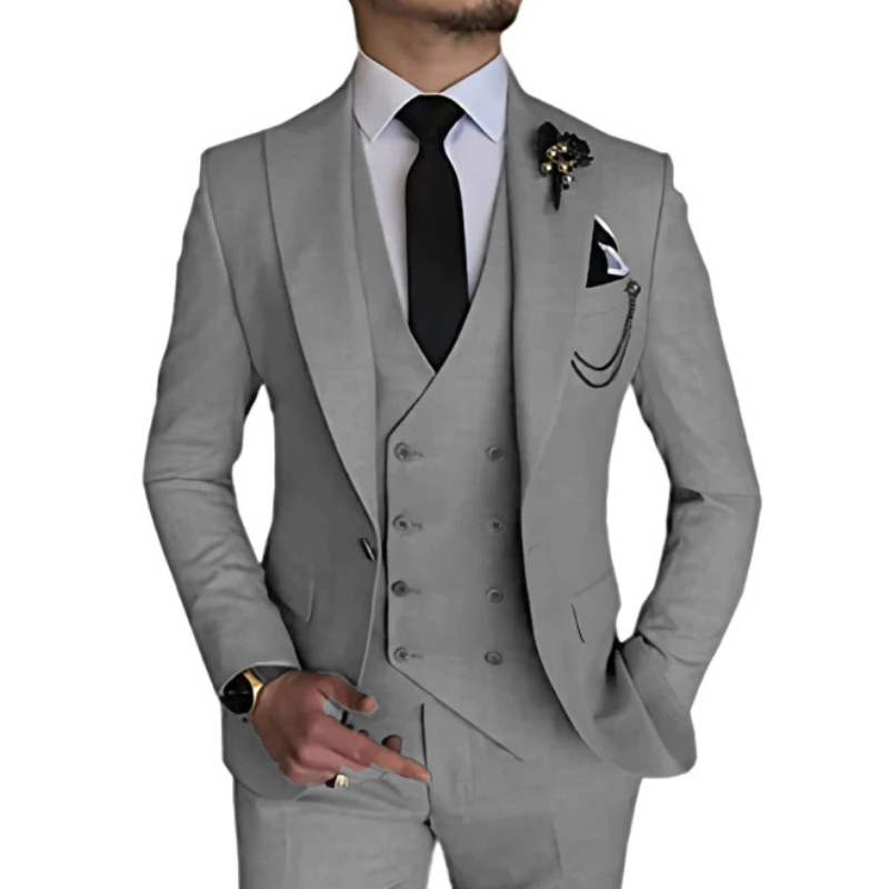 Herren anzug 3-teilig slim fit | Hochzeitsgäste Doppelreihiges Sakko mit Spitzrevers