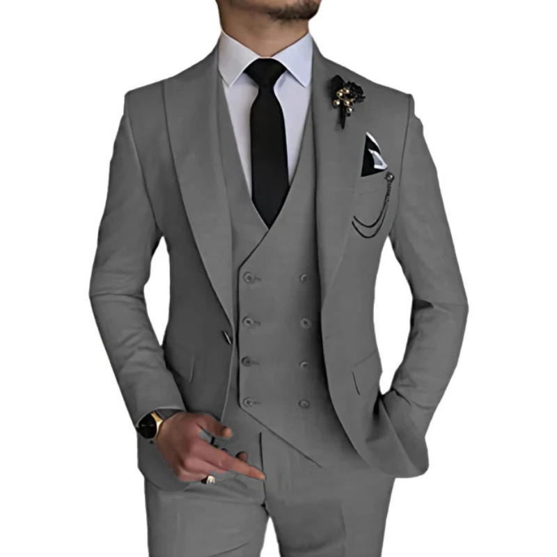 Herren anzug 3-teilig slim fit | Hochzeitsgäste Doppelreihiges Sakko mit Spitzrevers
