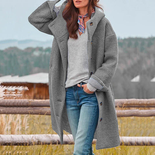 Damen Winterjacke Wintermantel | Mit Knopfleiste und Taschen